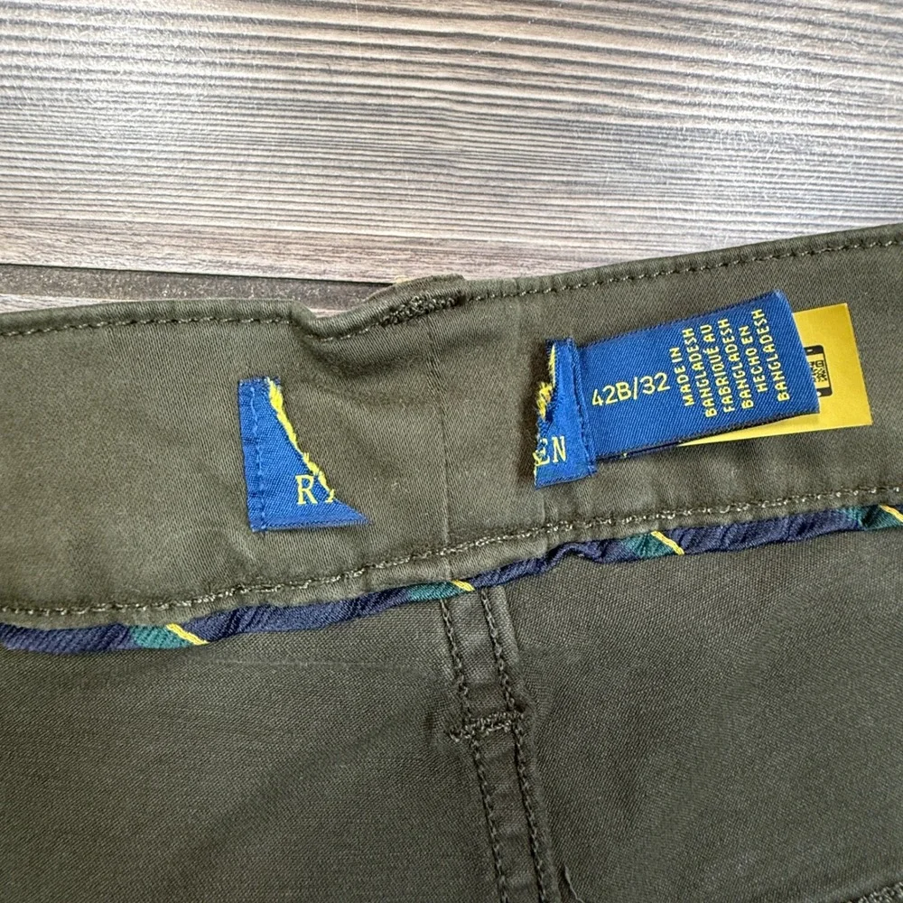 Polo Ralph Lauren Mens 42B/32 Varick Slim Straight Stretch Sateen Pants Olive